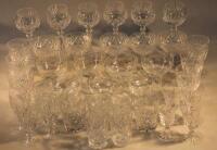 A quantity of various crystal glass drinking glasses