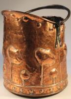 An early 20thC Art Nouveau copper coal bucket