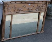 An early 20thC gesso and plaster over mantel mirror