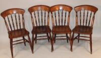 A set of four late 19thC ash and elm kitchen chairs