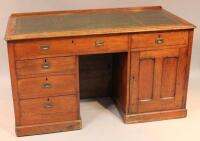 A 19thC pedestal campaign desk