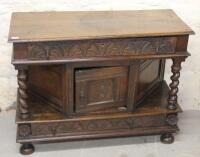 A Jacobean design oak side cabinet