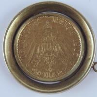A Kaiser Wilhelm II German gold 20 mark coin