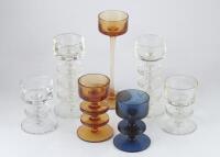 A collection of Wedgwood and other modern glass candle stands