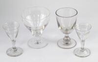 Two 19thC glass rummers and a pair of 19thC glass conical dwarf ale glasses