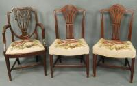 A selection of five Hepplewhite revival dining chairs