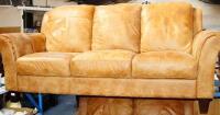 Two distressed style leather sofas