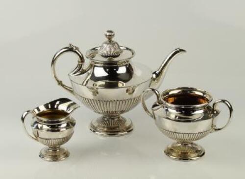 A silver plated three piece tea set