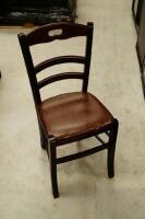 Various stained beech wood cafe chairs