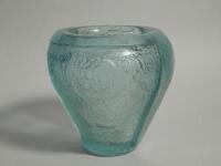 A Daum acid etched pale blue glass vase