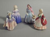 Four miniature Royal Doulton ladies