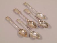 Five 19thC Old English and Fiddle pattern teaspoons