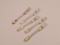 A set of five early Victorian Fiddle pattern dessert forks