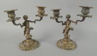 A pair of late 19th/early 20thC French gilt brass figural candelabrum