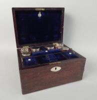 A Victorian rosewood dressing case