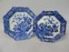 A graduated pair of Japanese blue and white octagonal plates