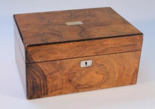 A Victorian figured walnut sewing box