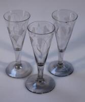 Three 19thC conical dwarf ale glasses