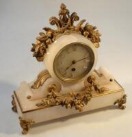 A late 19thC French alabaster and gilt metal mantel clock