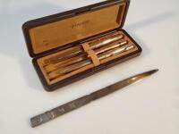 A Parker matched gold plated pen set