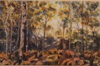 Ra Gor***ea (20thC). Forest interior ferns and trees