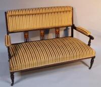 An Edwardian Sheraton revival rosewood occasional settee