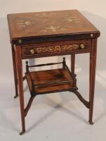 A late Victorian rosewood envelope card table