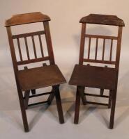 Two early 20thC oak and beech folding chairs