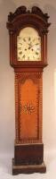 A 19thC oak mahogany and inlaid longcase clock