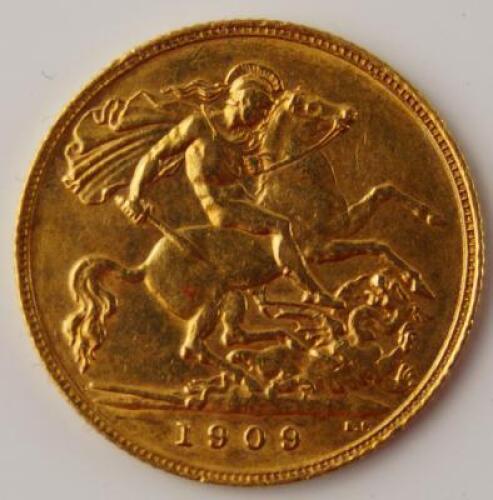 An Edward VII half gold sovereign 1909.