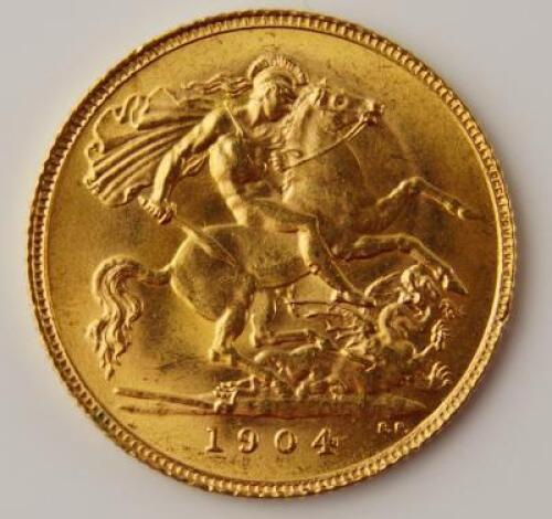 An Edward VII gold half sovereign 1904.