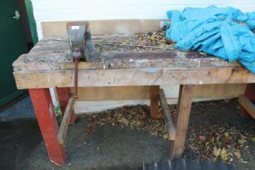 A wooden work bench