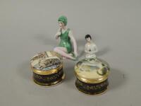 Two Falcon china trinket boxes