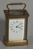 An early 20thC French brass carriage timepiece