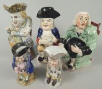 A collection of five 19thC toby jugs