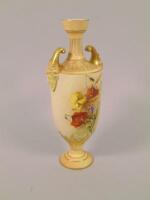 A late 19th-early 20thC Royal Worcester blush ivory ground two handled vase