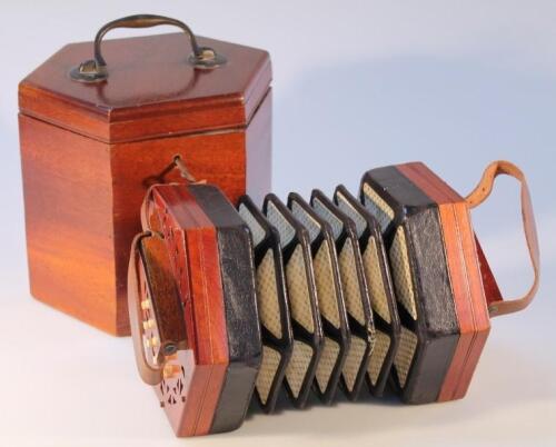 An early 20thC Lachenal concertina squeeze box no 4166