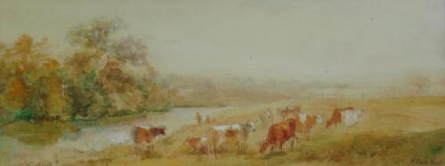 Henry Earp (1831-1914). Cattle in river landscape