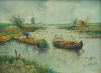 G Van De Stadt (19th/20thC). Dutch river landscape