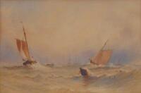 19thC British School. Masted boats on choppy sea