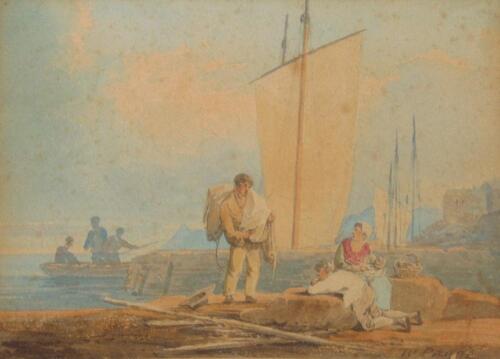 William Payne (1755/60-c.1830). Coastal scene with figures