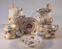 A quantity of 19thC Derby style commemorative jugs