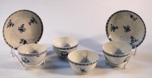 An 18thC English porcelain blue and white part tea service