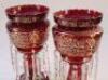 A pair of Victorian ruby glass lustres - 2