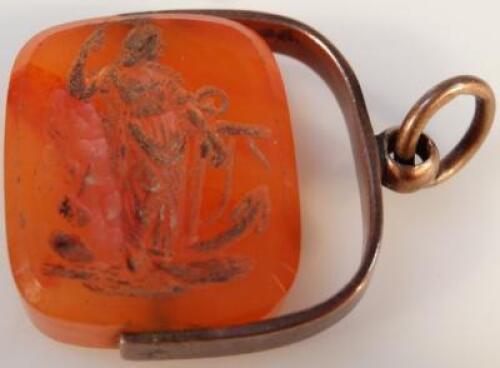 A 19thC carnelian panel wax seal