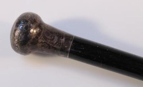 A George V silver and ebonised walking cane