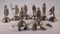 A quantity of silvered pewter finish figures of soldiers