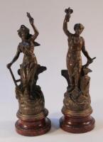 A pair of early 20thC spelter figures