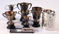 A quantity of silver plated trophies