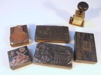 Five various printing blocks